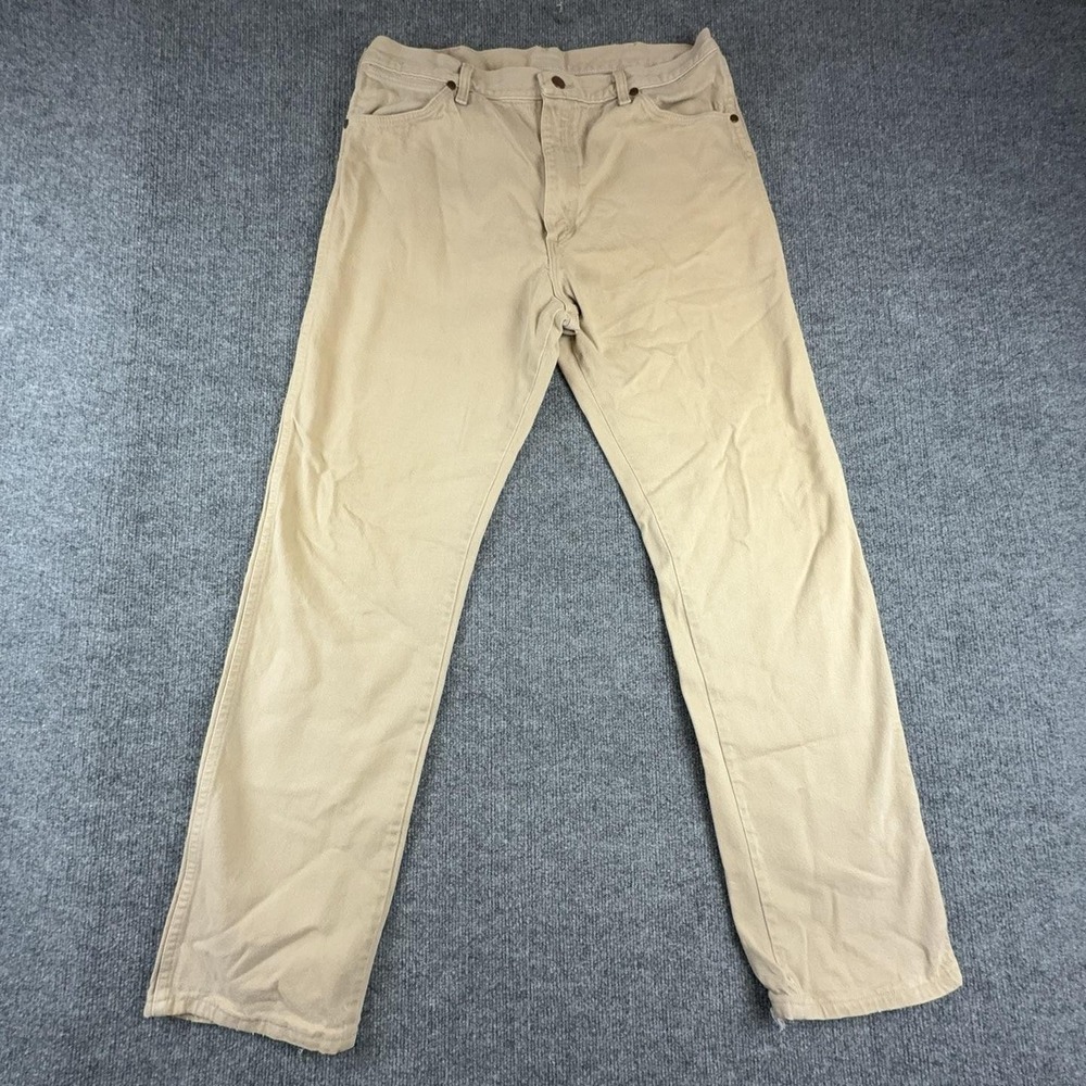 Wrangler Jeans Mens 36x34 Beige Cowboy Cut 13MWZTN USA Straight Leg Work Pants